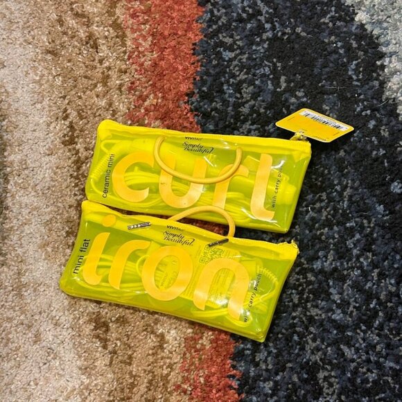 Simply Beautiful Vivitar Ceramic Mini Curl w/NEON Yellow Carry Pouch TRAVEL NWT - Picture 11 of 11